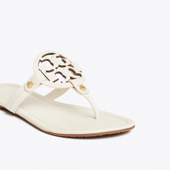 NEW 9 Tory Burch Leather Miller Sandals Bleach - Picture 2 of 12